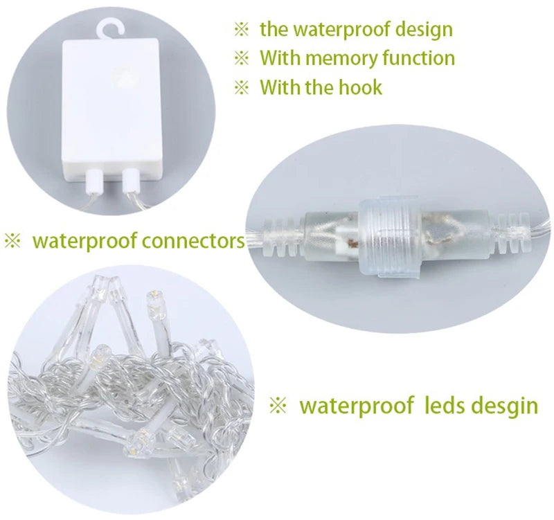 ✨ LED Curtain String Lights – Warm & White Fairy Lights for Home, Garden & Holidays