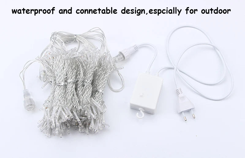 ✨ LED Curtain String Lights – Warm & White Fairy Lights for Home, Garden & Holidays