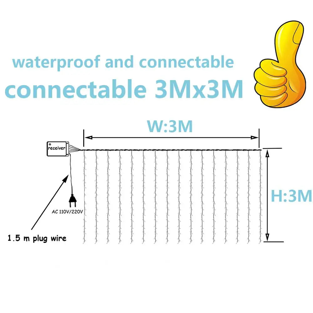 ✨ LED Curtain String Lights – Warm & White Fairy Lights for Home, Garden & Holidays