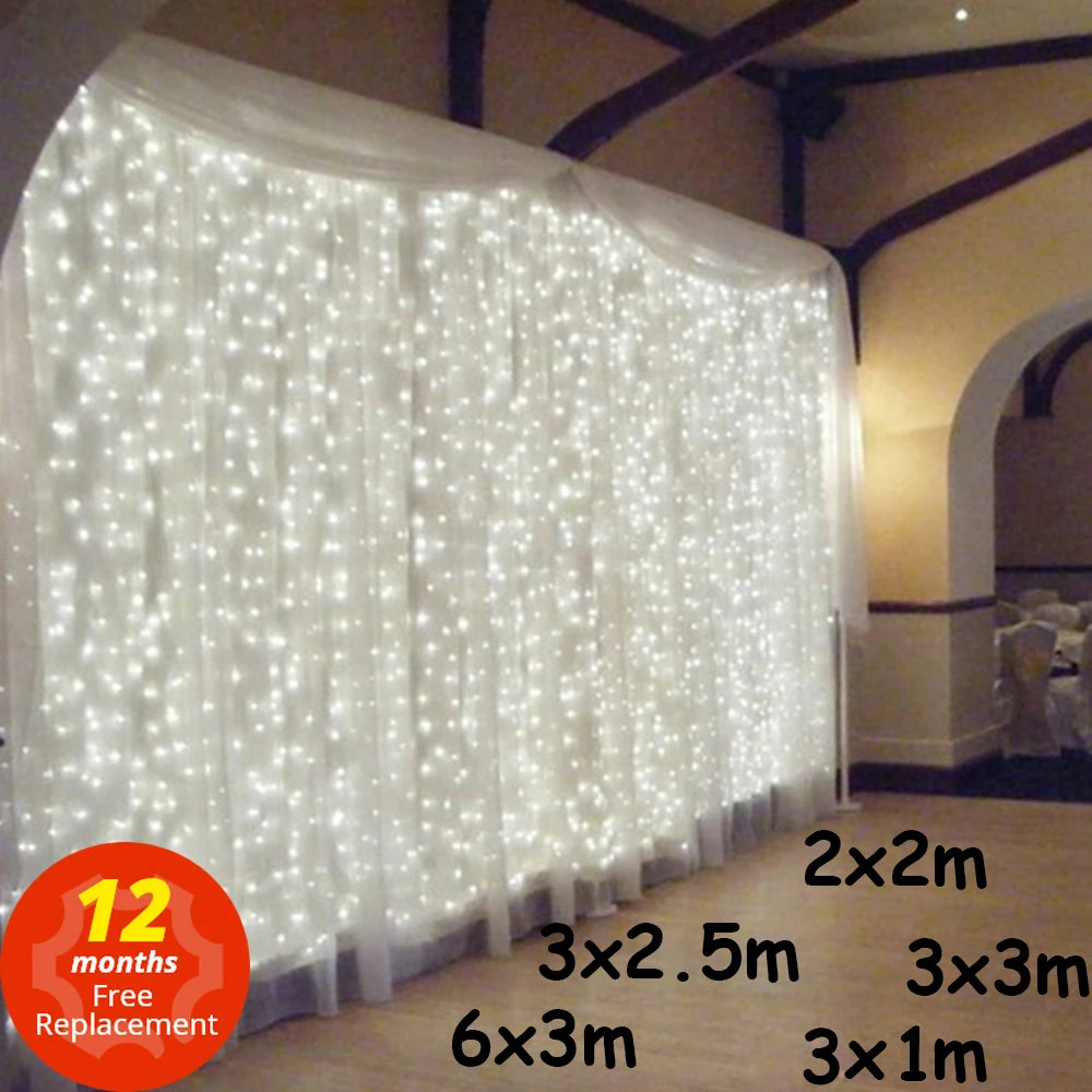 ✨ LED Curtain String Lights – Warm & White Fairy Lights for Home, Garden & Holidays
