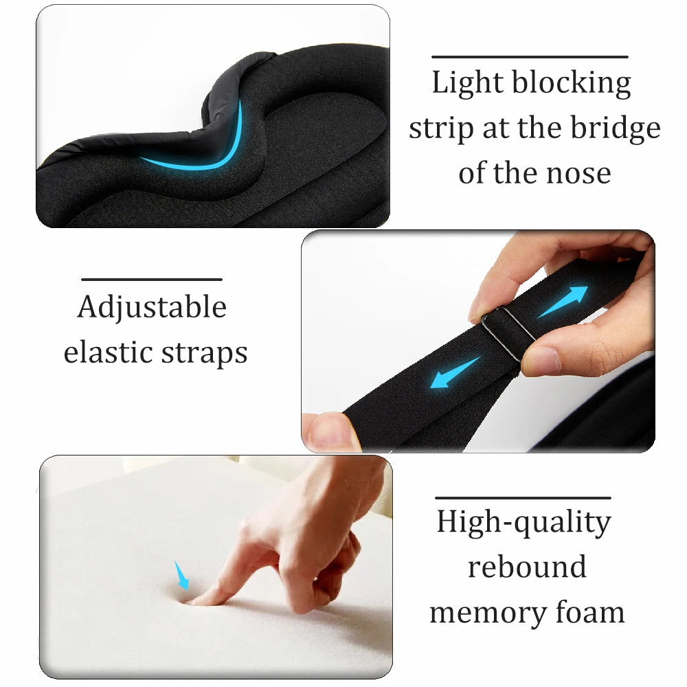 3D Sleeping Mask 100% Blackout Blindfold Sleep Mask for Eyes Smooth Sleep Eye Mask Sleeping Aid Eye Mask for Travel Slaapmasker