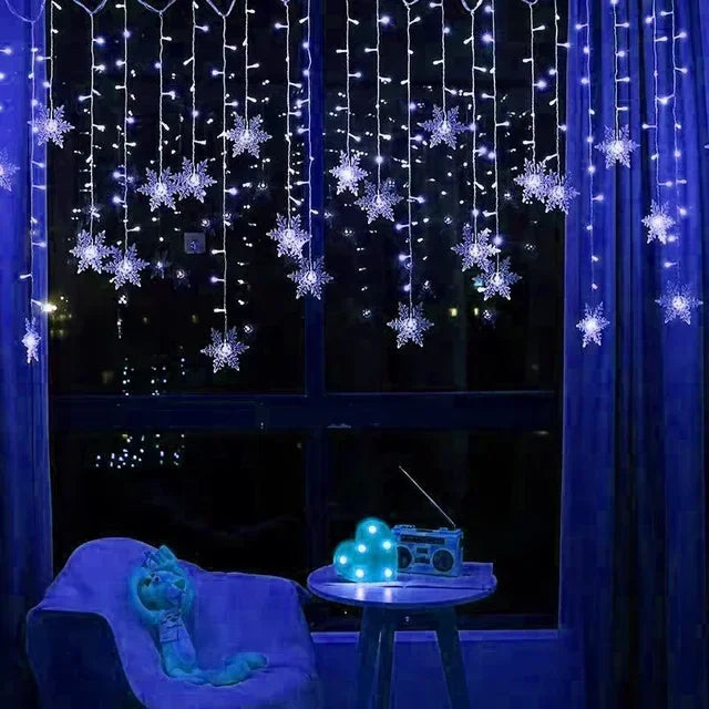 Christmas Lights Garland LED String Lights Snowflakes Flashing Fairy Curtain Light for Holiday Wedding Party New Year Decoration