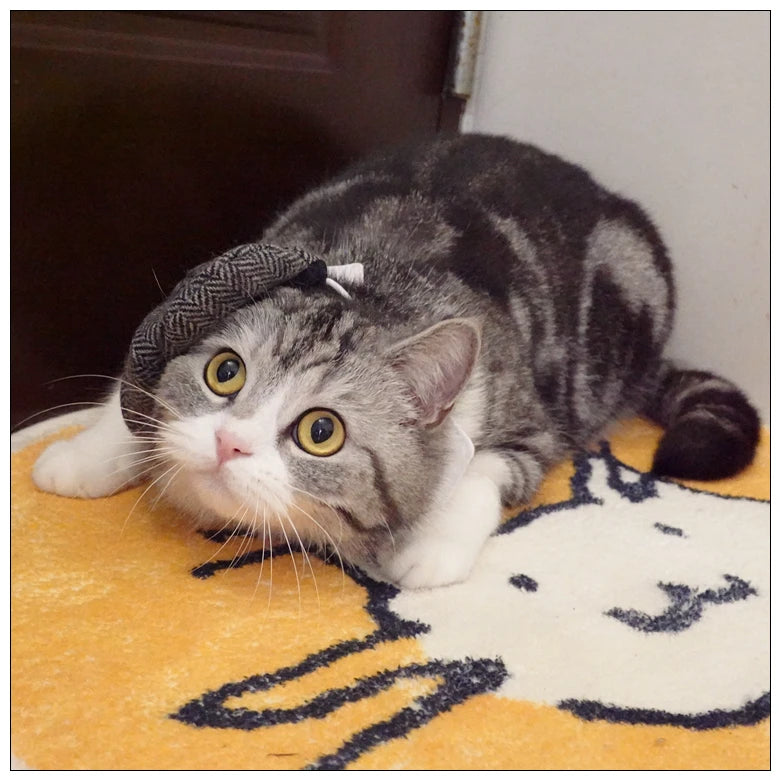 Funny Pet Cat Hat Gentleman's Hat Beret Tie Bathing Blood Gangster Handsome Cosplay Photo Prop Pet Halloween Costume