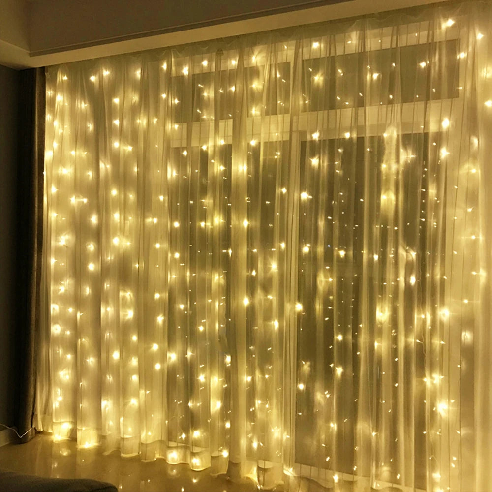 ✨ LED Curtain String Lights – Warm & White Fairy Lights for Home, Garden & Holidays
