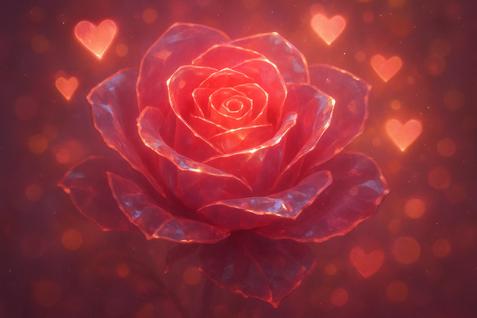 Una rosa dimensional reflejando el amor 